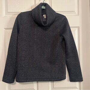 J. Crew Blue and White Cowl Neck Sweater